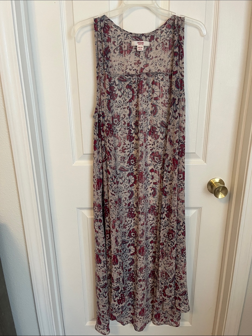 Mossimo Supply Co. Beige Duster with Burgundy Floral Print